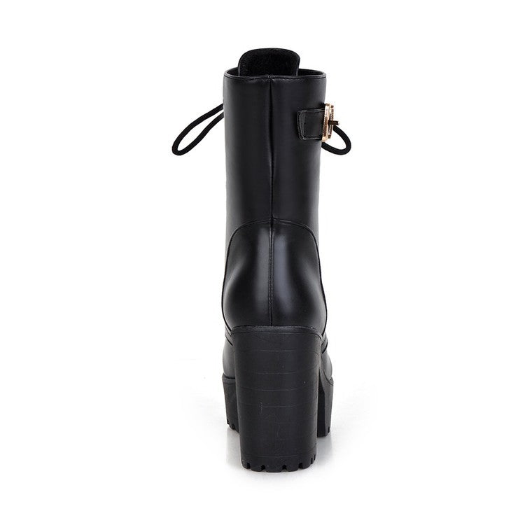 Women’s Lace-Up Platform Block Heel Boots