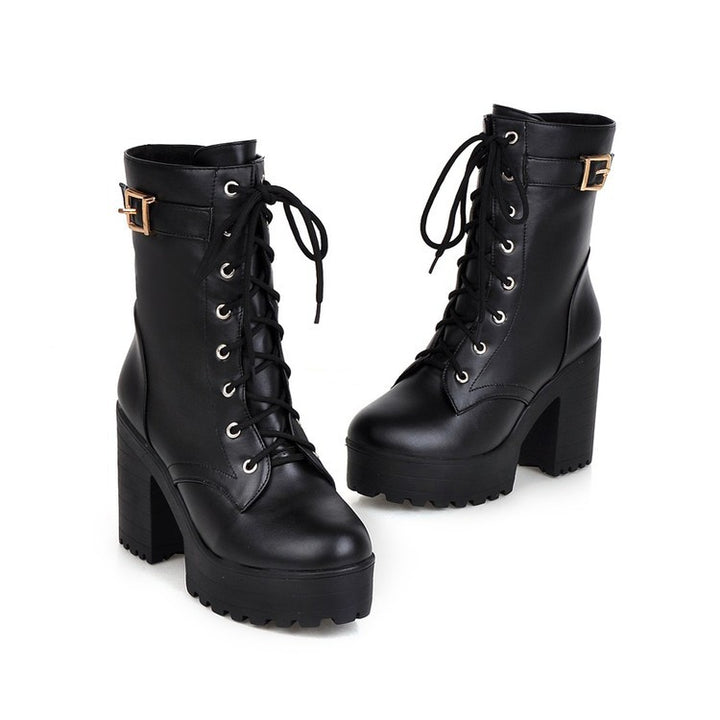Women’s Lace-Up Platform Block Heel Boots