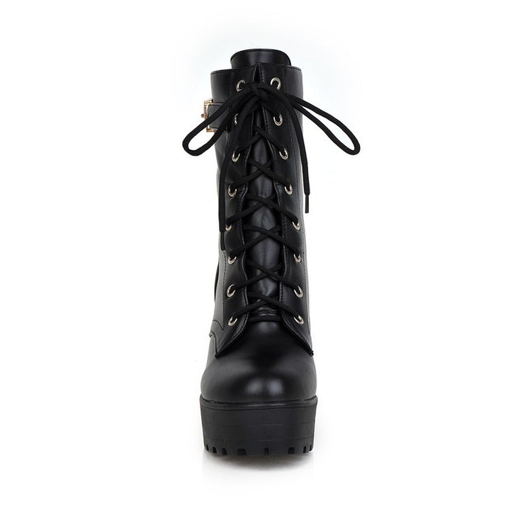 Women’s Lace-Up Platform Block Heel Boots