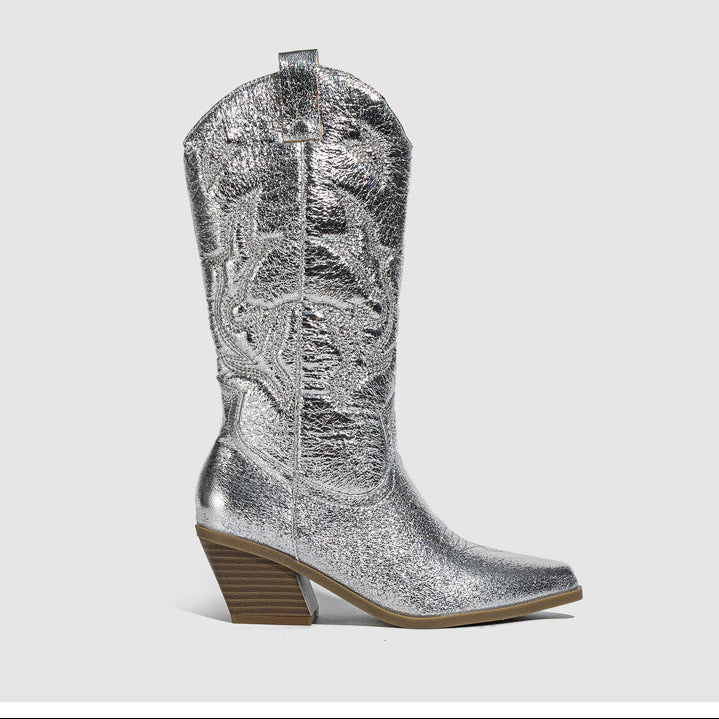 Women’s Metallic Embroidered Cowboy Boots