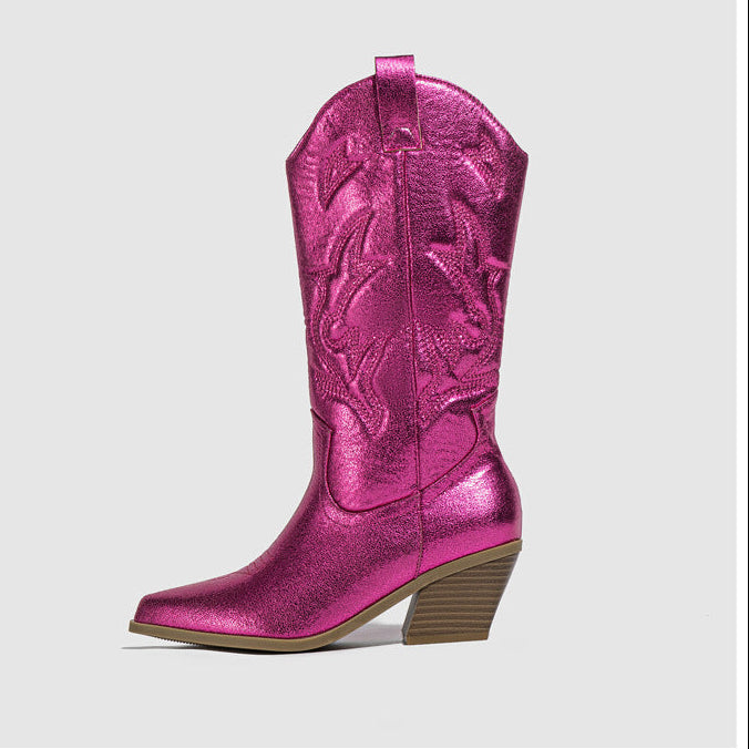rose Women’s Metallic Embroidered Cowboy Boots