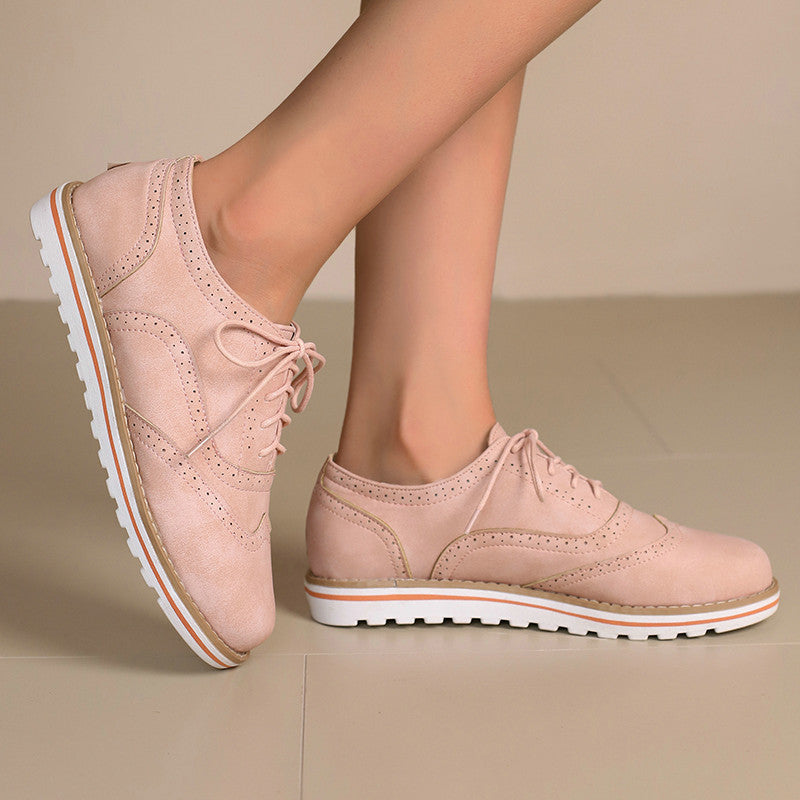 Women's casual oxfords shoes flat lace-up loafers