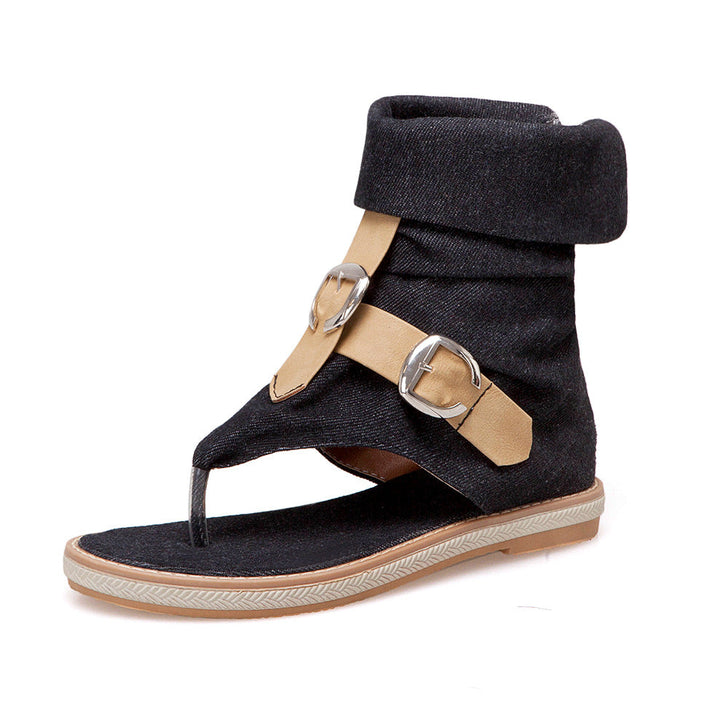 Women's denim clip toe gladiator sandals