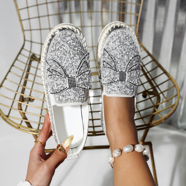 Women's fashion glitter slip on sneakers rhinestone shiny crystal platform sneakers