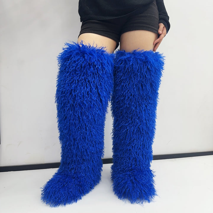Women's faux fur over the knee high snow boots