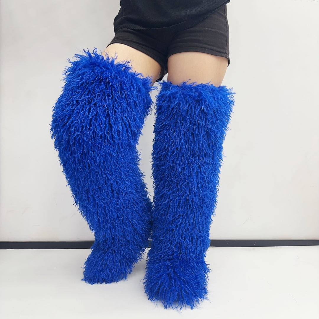 Women's faux fur over the knee high snow boots