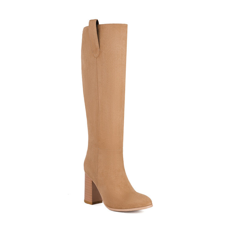 Women's faux suede high heels knee high boots