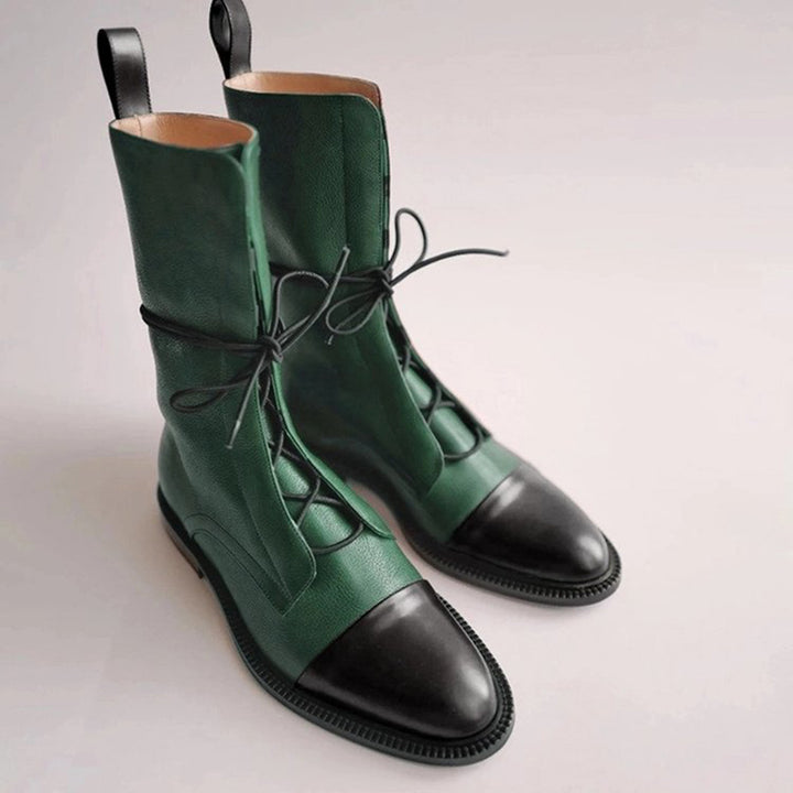 Women's Lace-Up Contrast Cap Toe Ankle Boots
