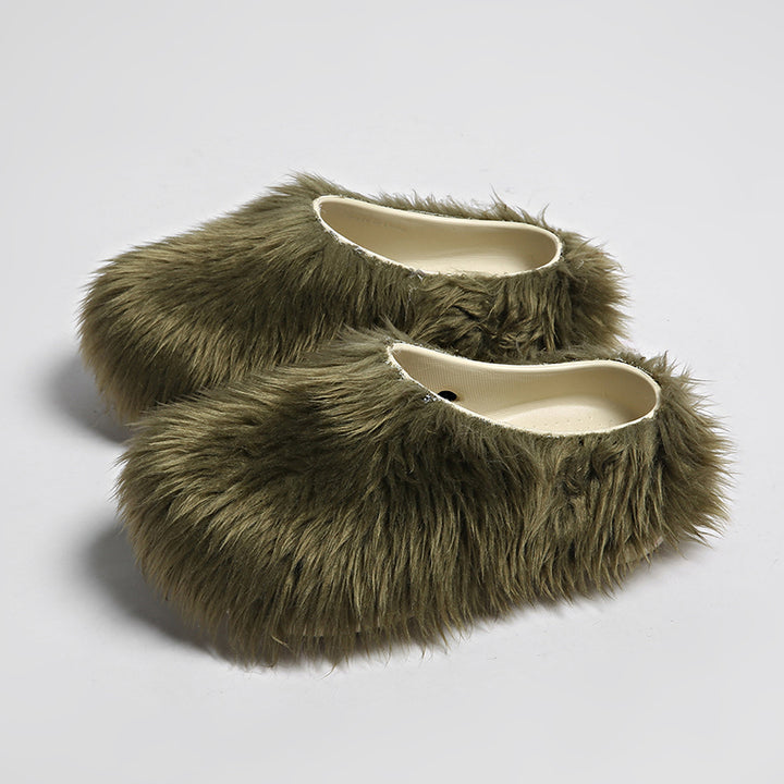 Women’s Faux Fur Platform Clogs – Cozy Slip-On Shoes