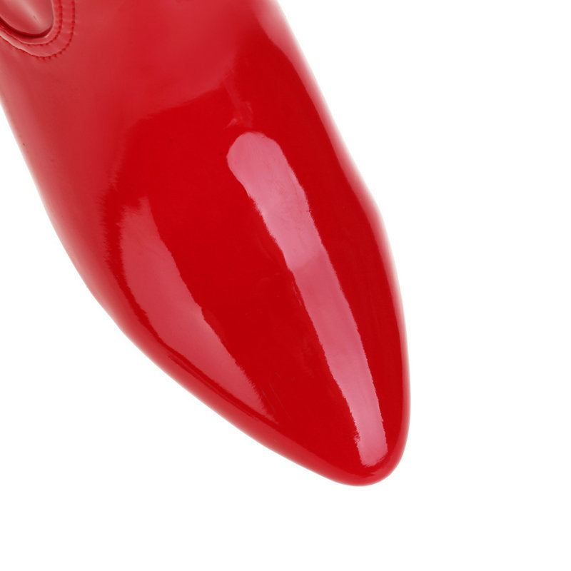 red Women's candy color PU patent leather go go boots for party