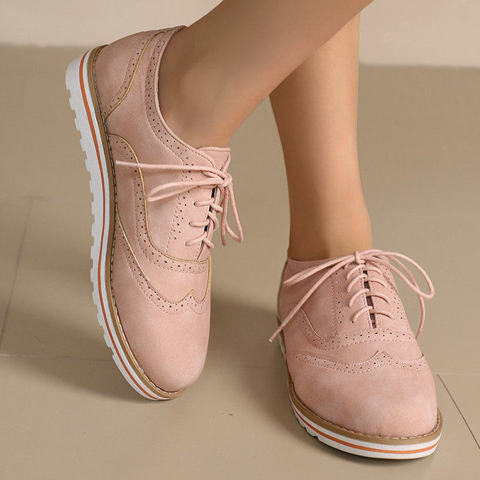 Women's casual oxfords shoes flat lace-up loafers