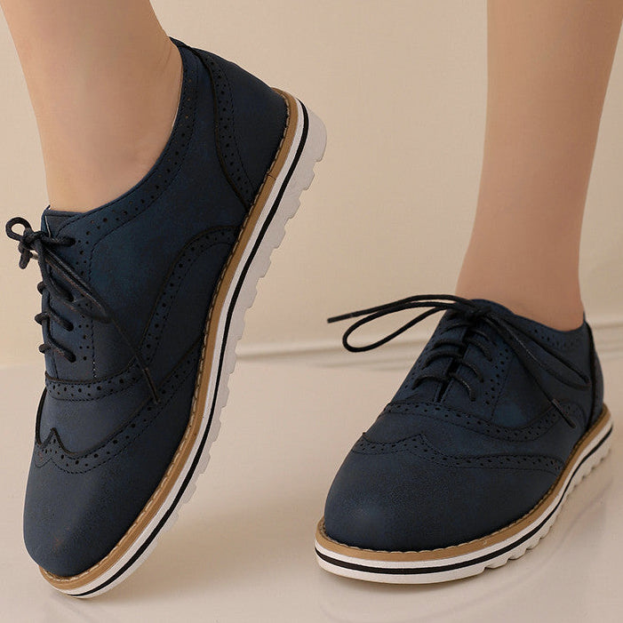 Women's casual oxfords shoes flat lace-up loafers