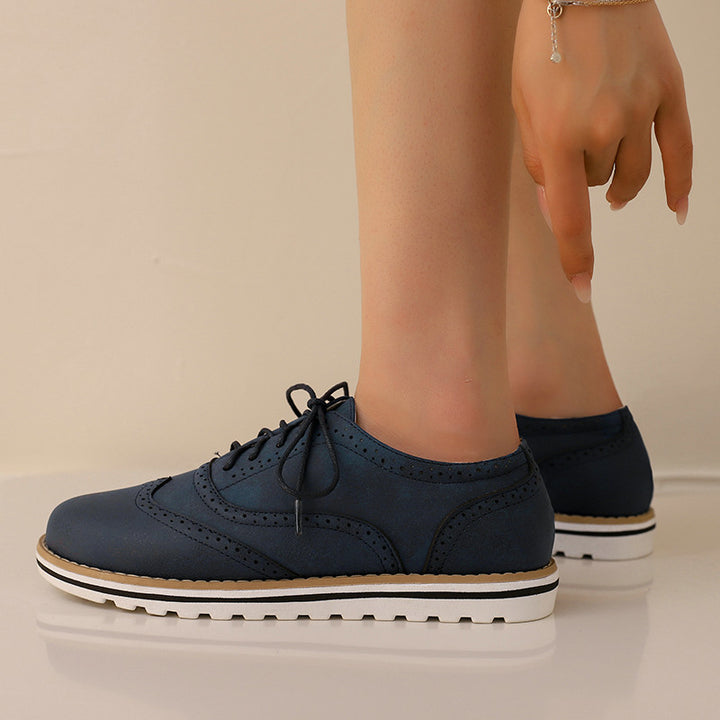 Women's casual oxfords shoes flat lace-up loafers