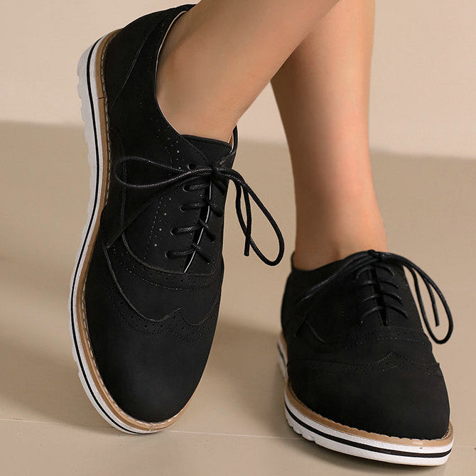 Women's casual oxfords shoes flat lace-up loafers
