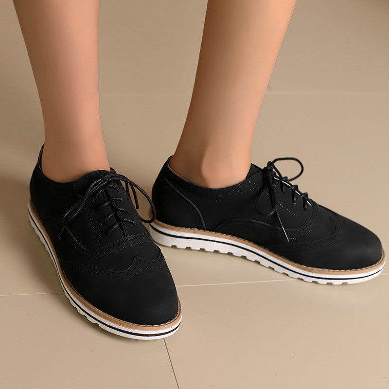 Women's casual oxfords shoes flat lace-up loafers