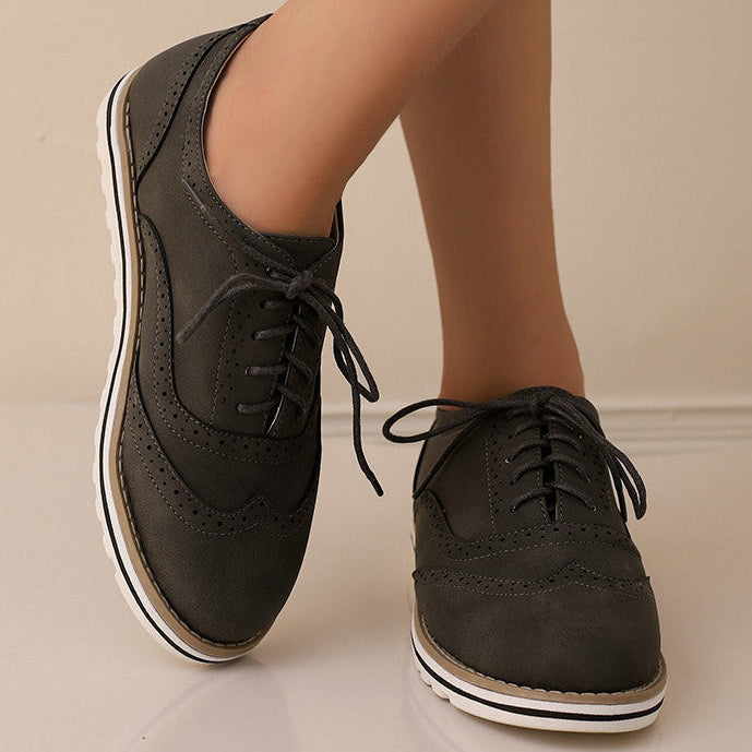 Women's casual oxfords shoes flat lace-up loafers