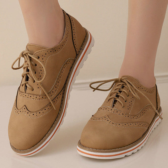 Women's casual oxfords shoes flat lace-up loafers