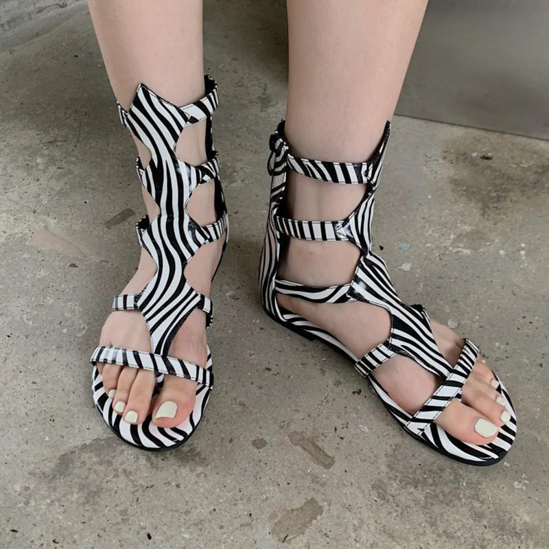 Women's clip toe mid calf gladiator sandals