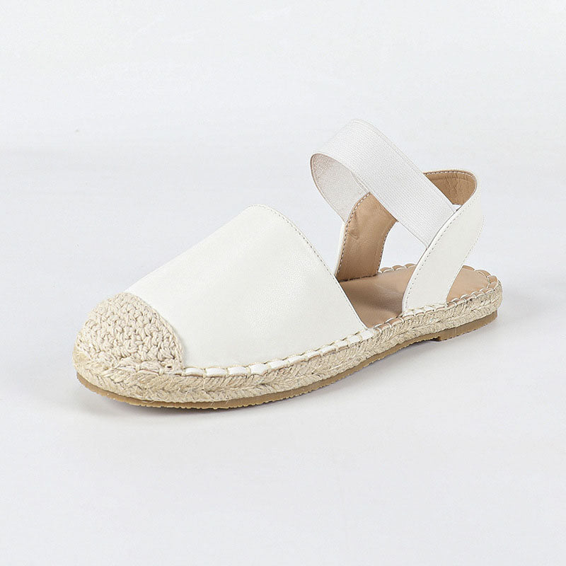 white Women's closed toe ankle strap espadrille sandals