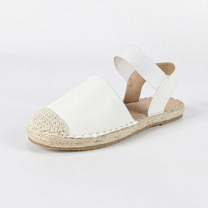 white Women's closed toe ankle strap espadrille sandals