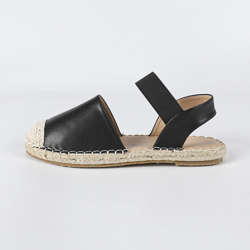 black Women's closed toe ankle strap espadrille sandals