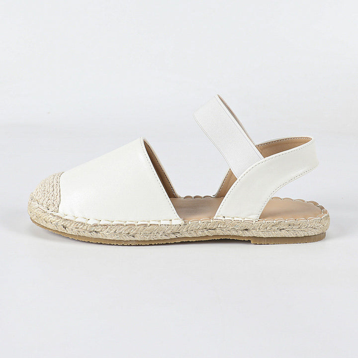 white Women's closed toe ankle strap espadrille sandals