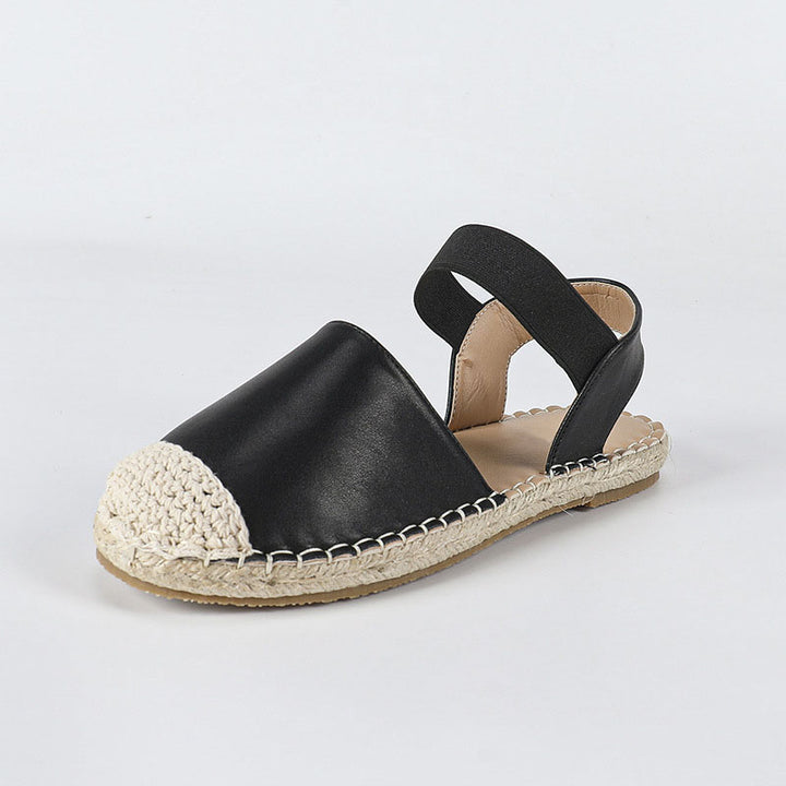 black Women's closed toe ankle strap espadrille sandals