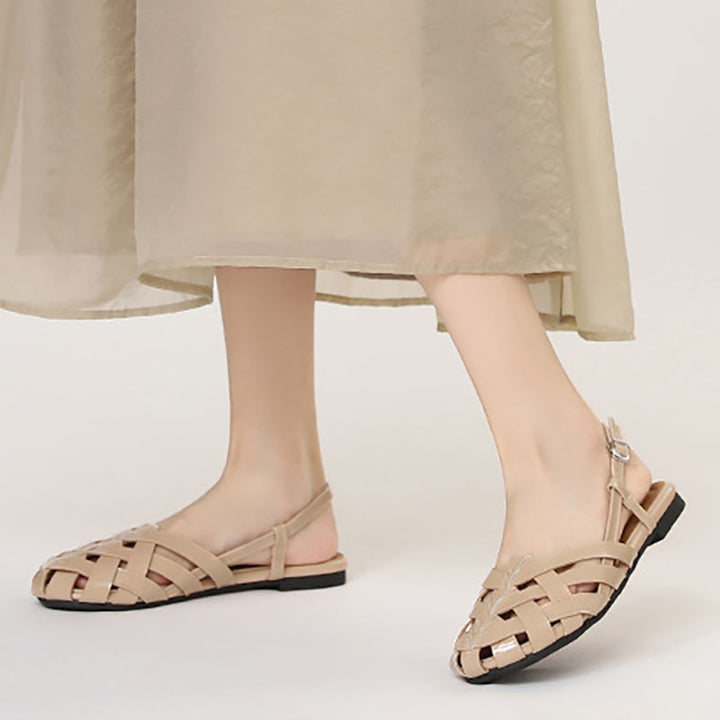 Chic Braided Slingback Sandals for Women - Flat Gladiator Style for Summer Outings