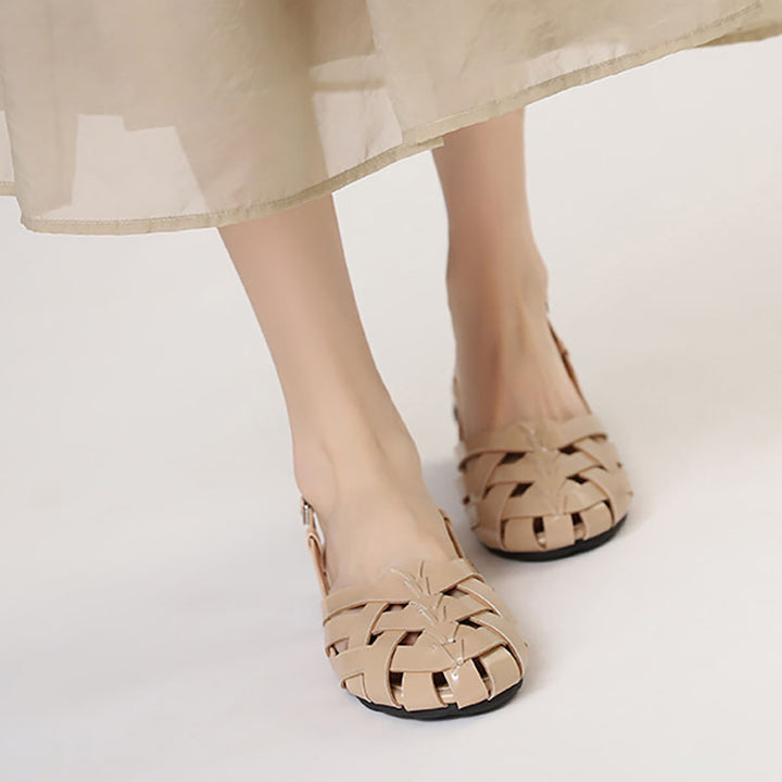 apricot Chic Braided Slingback Sandals for Women - Flat Gladiator Style for Summer Outings