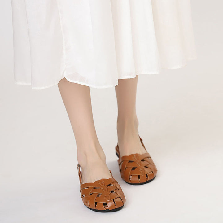 Chic Braided Slingback Sandals for Women - Flat Gladiator Style for Summer Outings