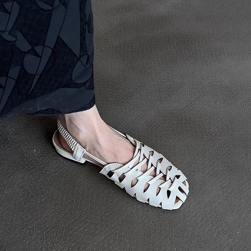 white Women's closed toe cage fisherman sandals