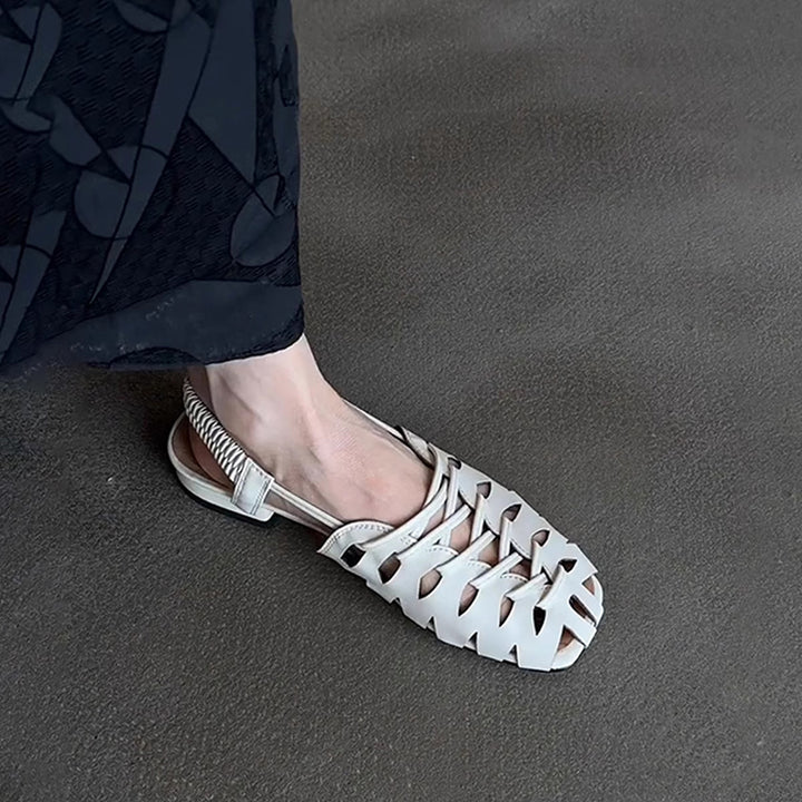 white Women's closed toe cage fisherman sandals