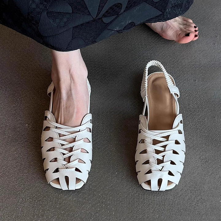 white Women's closed toe cage fisherman sandals