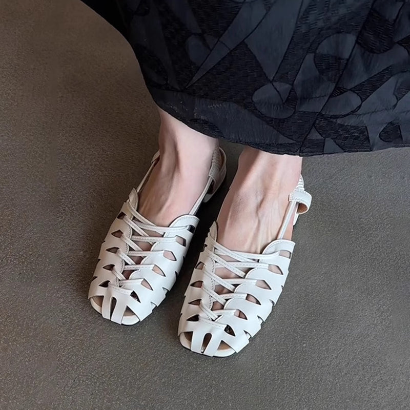 white Women's closed toe cage fisherman sandals