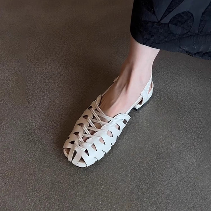 white Women's closed toe cage fisherman sandals