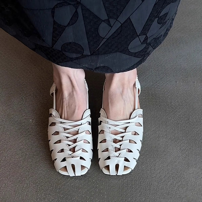 white Women's closed toe cage fisherman sandals