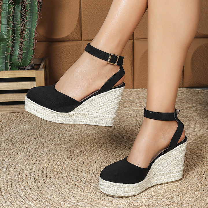 Women's closed toe espadrilles wedge sandals 4 inches