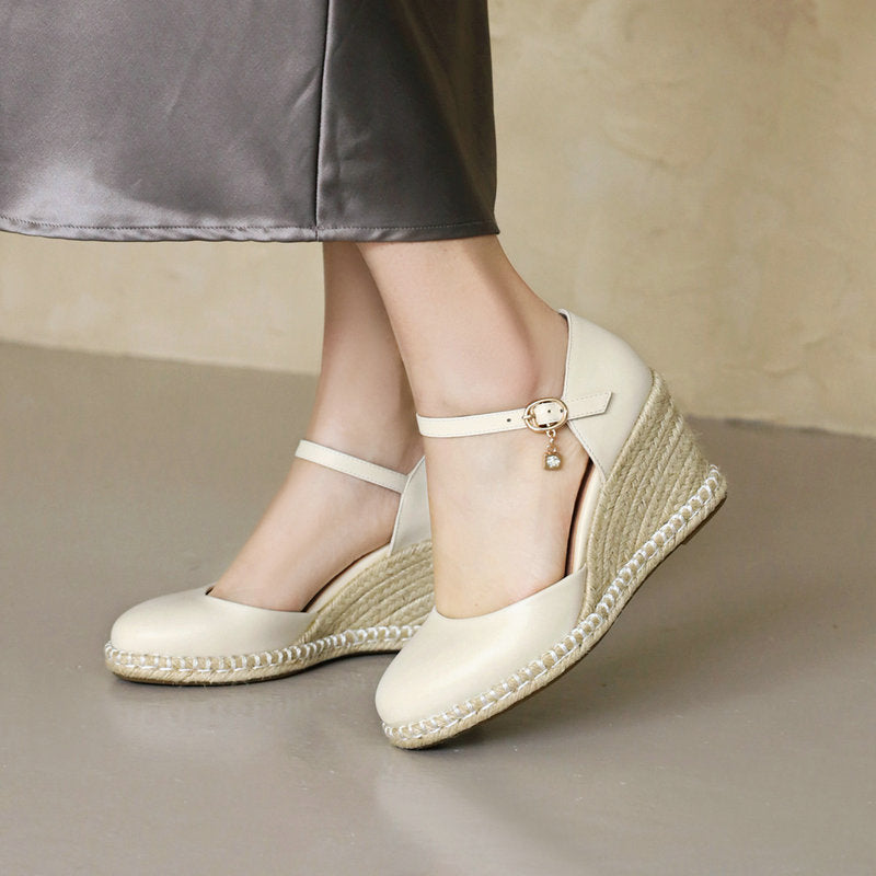 Women's closed toe espadrille wedges
