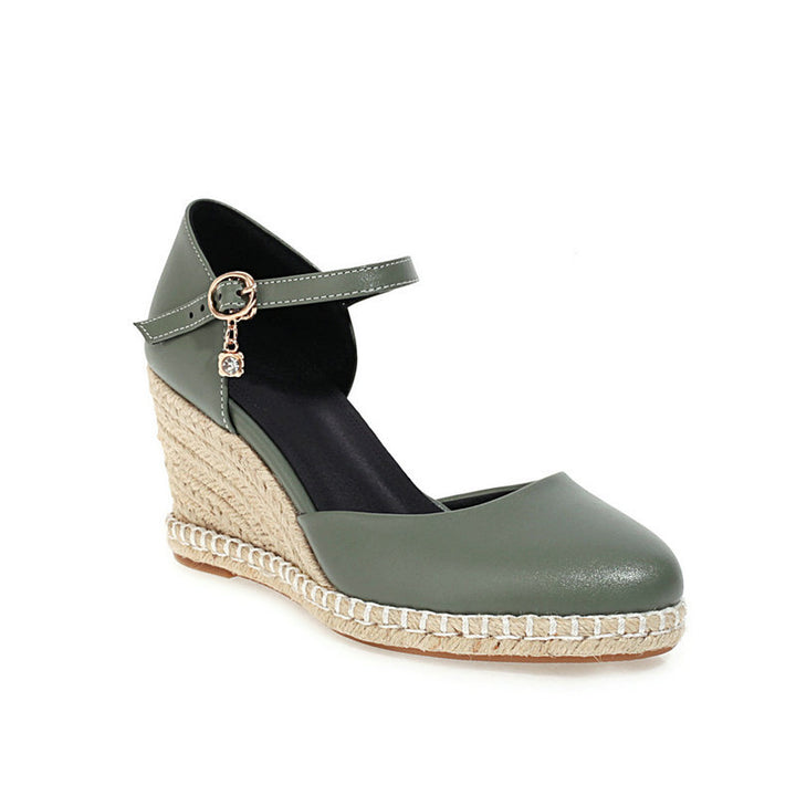 green Women's closed toe espadrille wedges