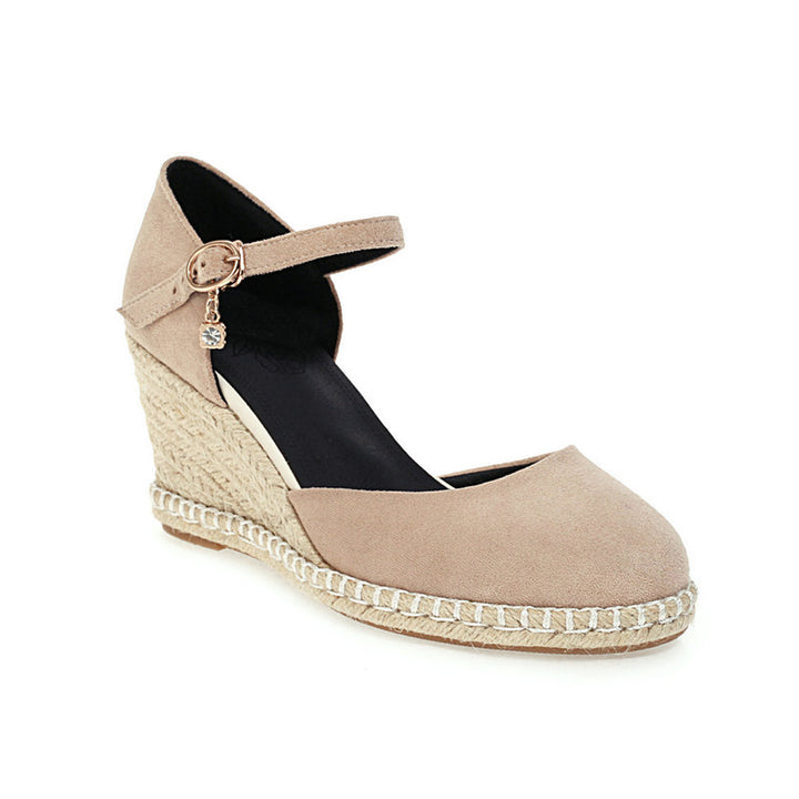 apricot Women's closed toe espadrille wedges