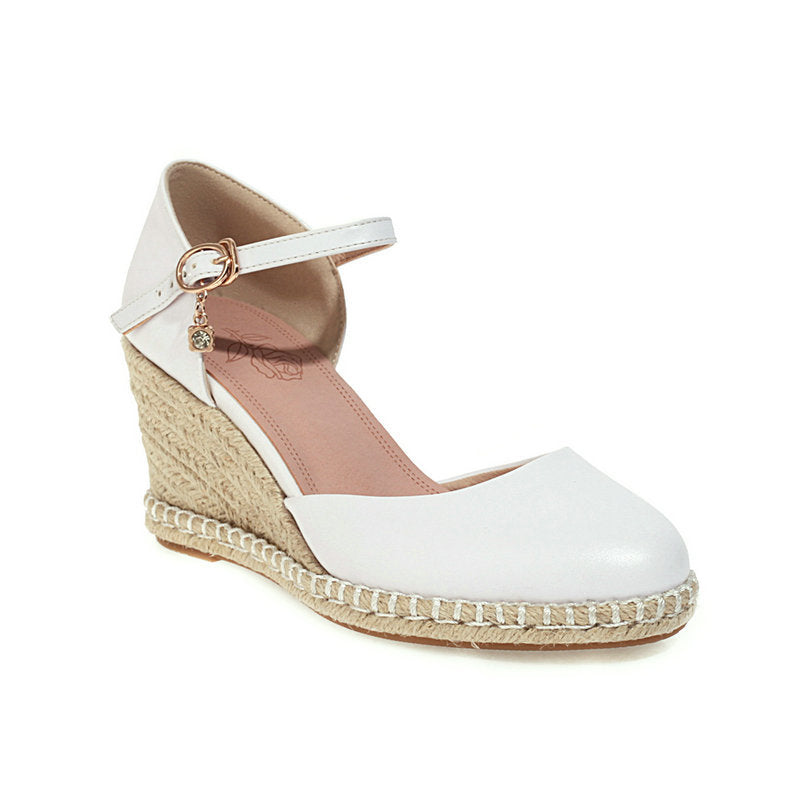 white Women's closed toe espadrille wedges