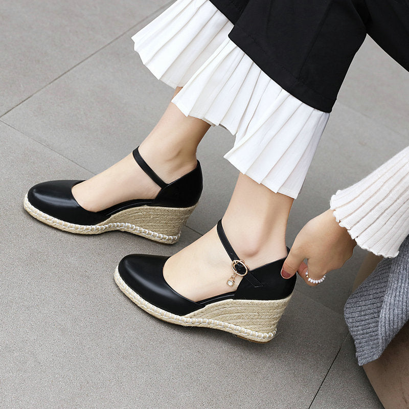 Women's closed toe espadrille wedges