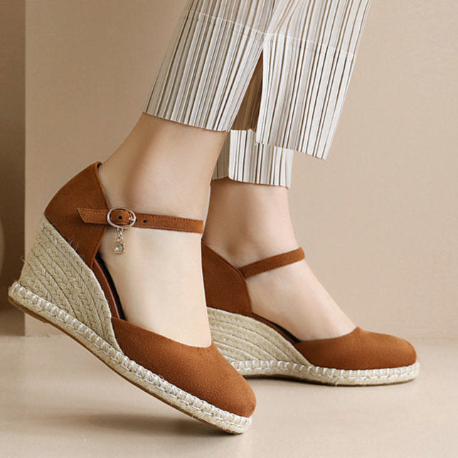 Women's closed toe espadrille wedges