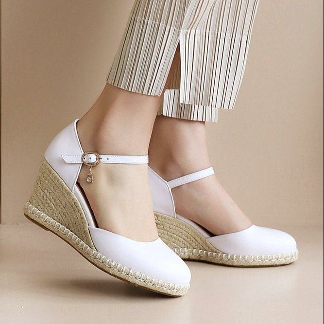 Women's closed toe espadrille wedges