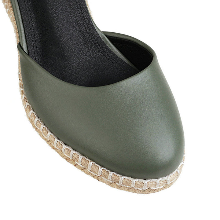 green Women's closed toe espadrille wedges