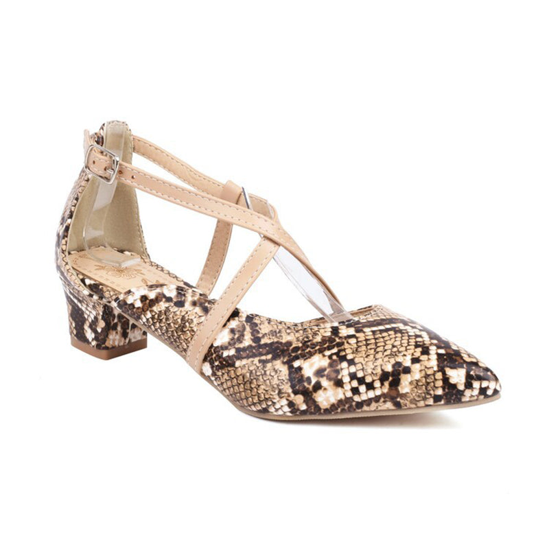 Women's criss cross strap pointed toe pumps