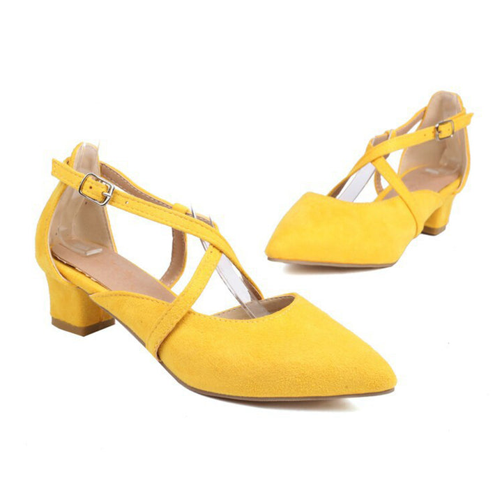 Women's criss cross strap pointed toe pumps