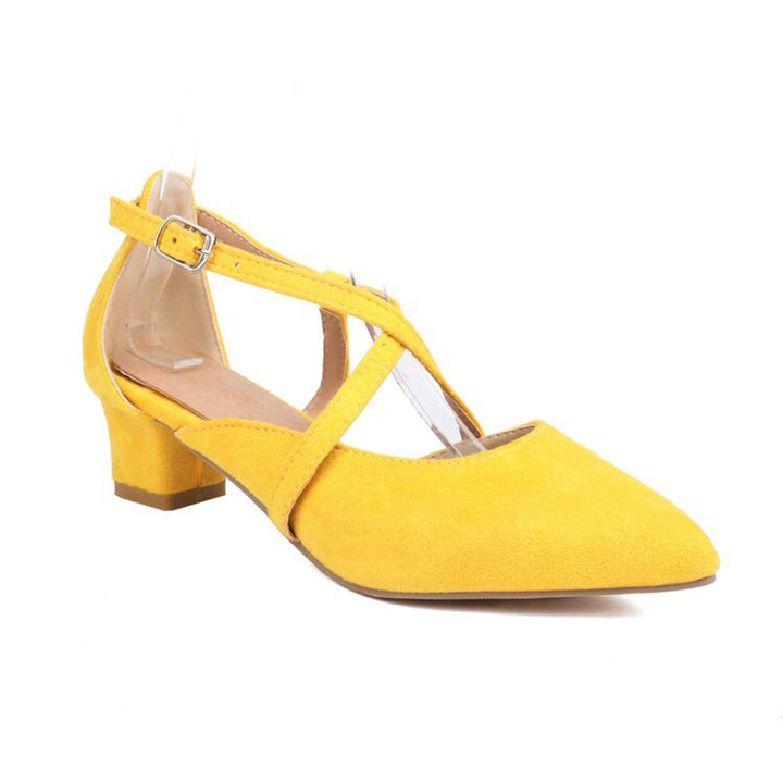 Women's criss cross strap pointed toe pumps