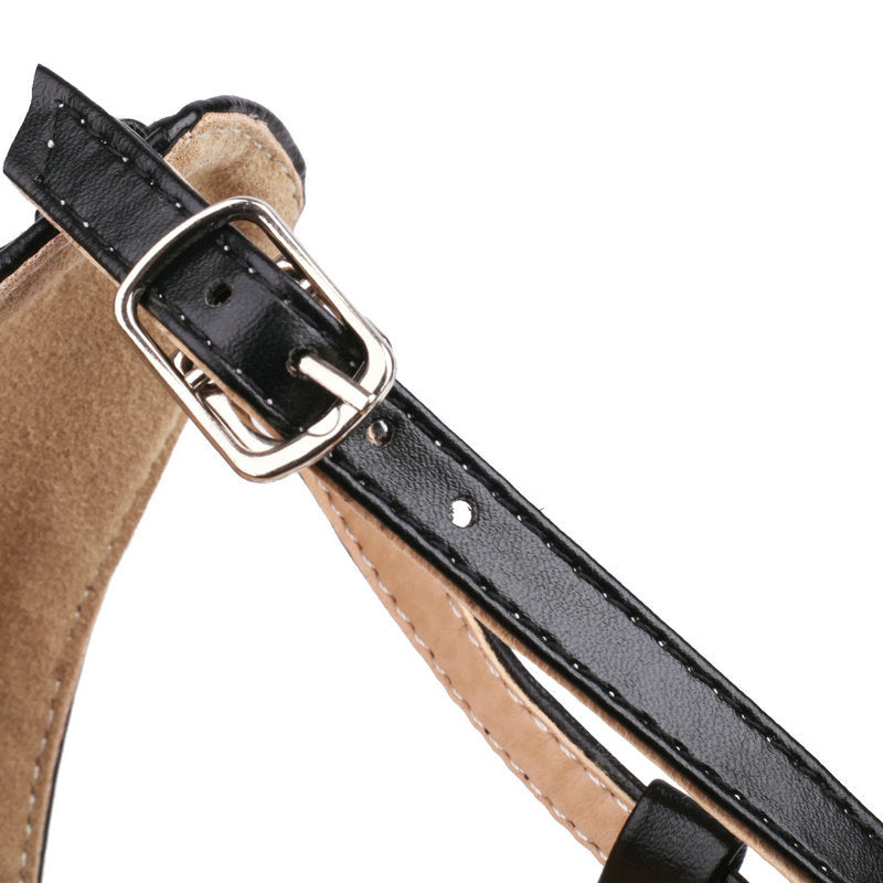 black Women's criss cross strap pointed toe pumps