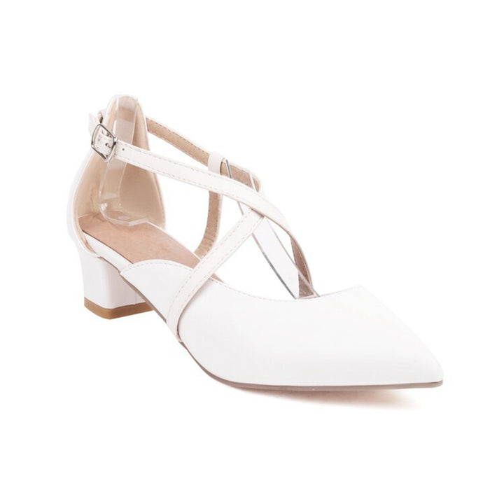 Women's criss cross strap pointed toe pumps